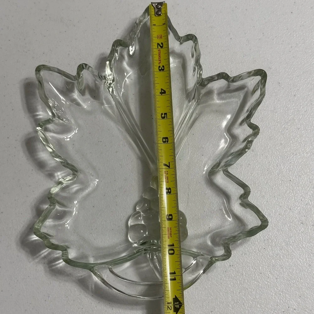 Grape Leaf Divided Serving Dish‎ Cluster Clear Pressed Glass VTG Tiara Indiana